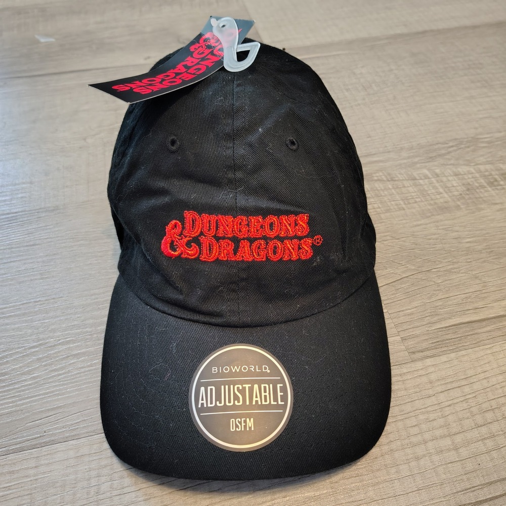 Dungeons & Dragons Bioworld Black Embroidered Logo Baseball Cap Hat OSFM NWT